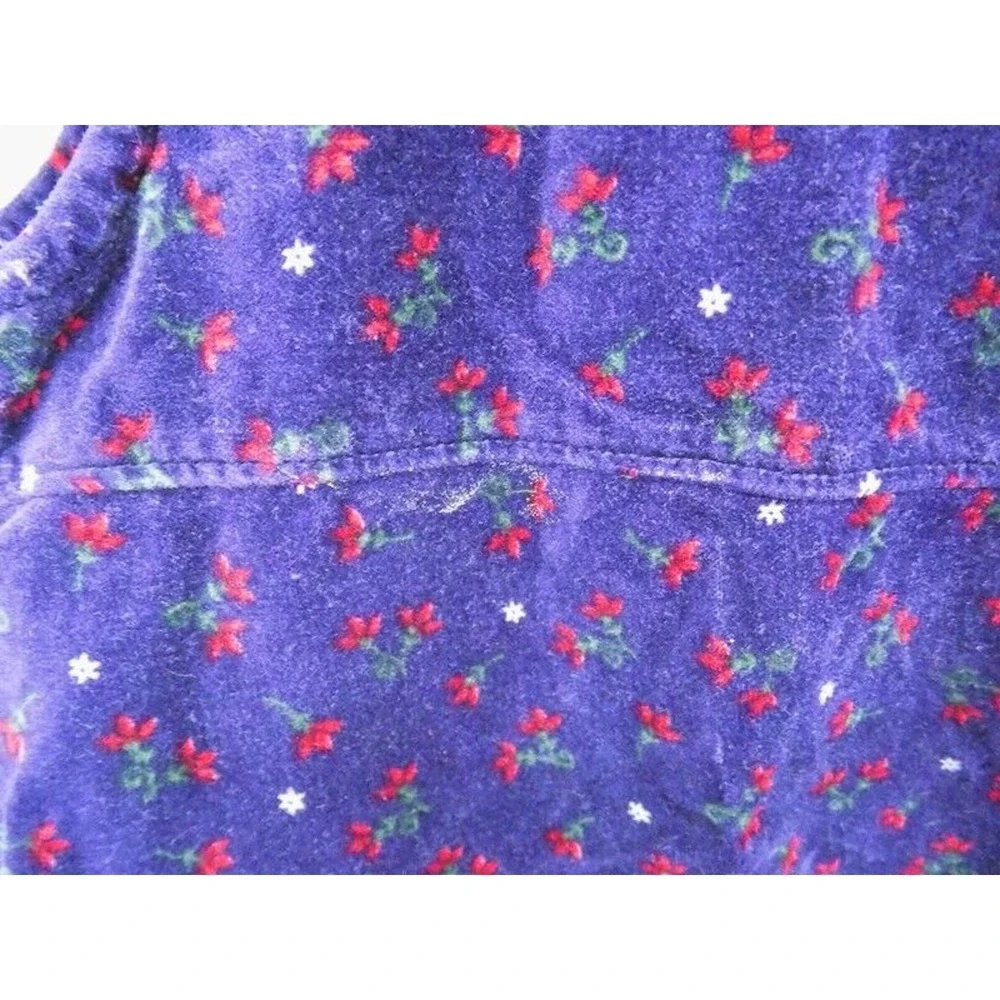 Vintage OshKosh Velour Velvet Purple Dress w/ Red White Flowers Size 5